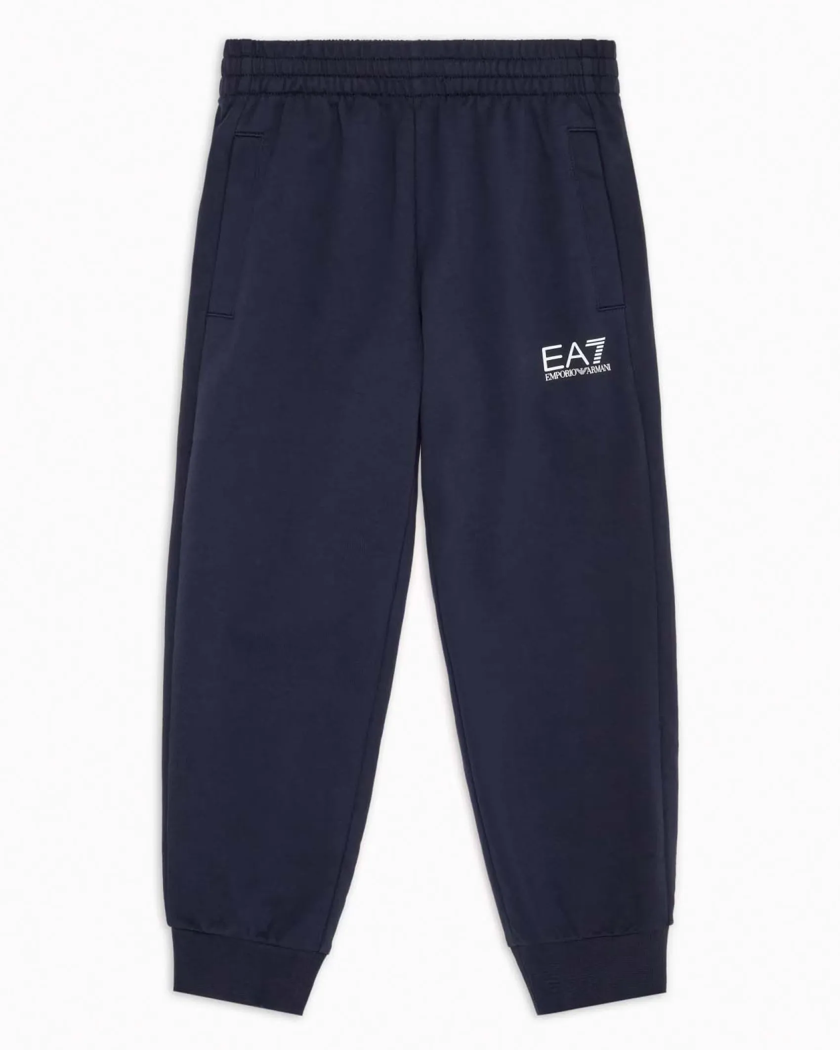 Pantaloni jogger EA7 blu in felpa di cotone