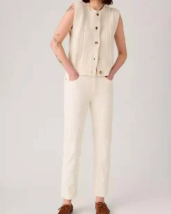 Pantaloni Levi's® bianchi 501 cropped in cotone stretch dalla linea straight