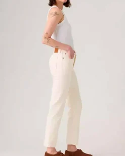Pantaloni Levi's® bianchi 501 cropped in cotone stretch dalla linea straight