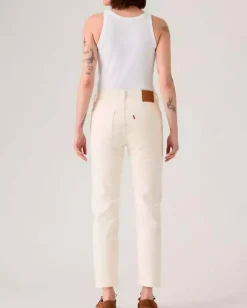 Pantaloni Levi's® bianchi 501 cropped in cotone stretch dalla linea straight