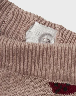 Pantaloni Lil'Atelier in maglia di puro cotone rosa con coccinelle