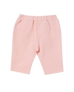 Pantaloni Liu Jo cipria in felpa di cotone stretch con fiocchetto bianco