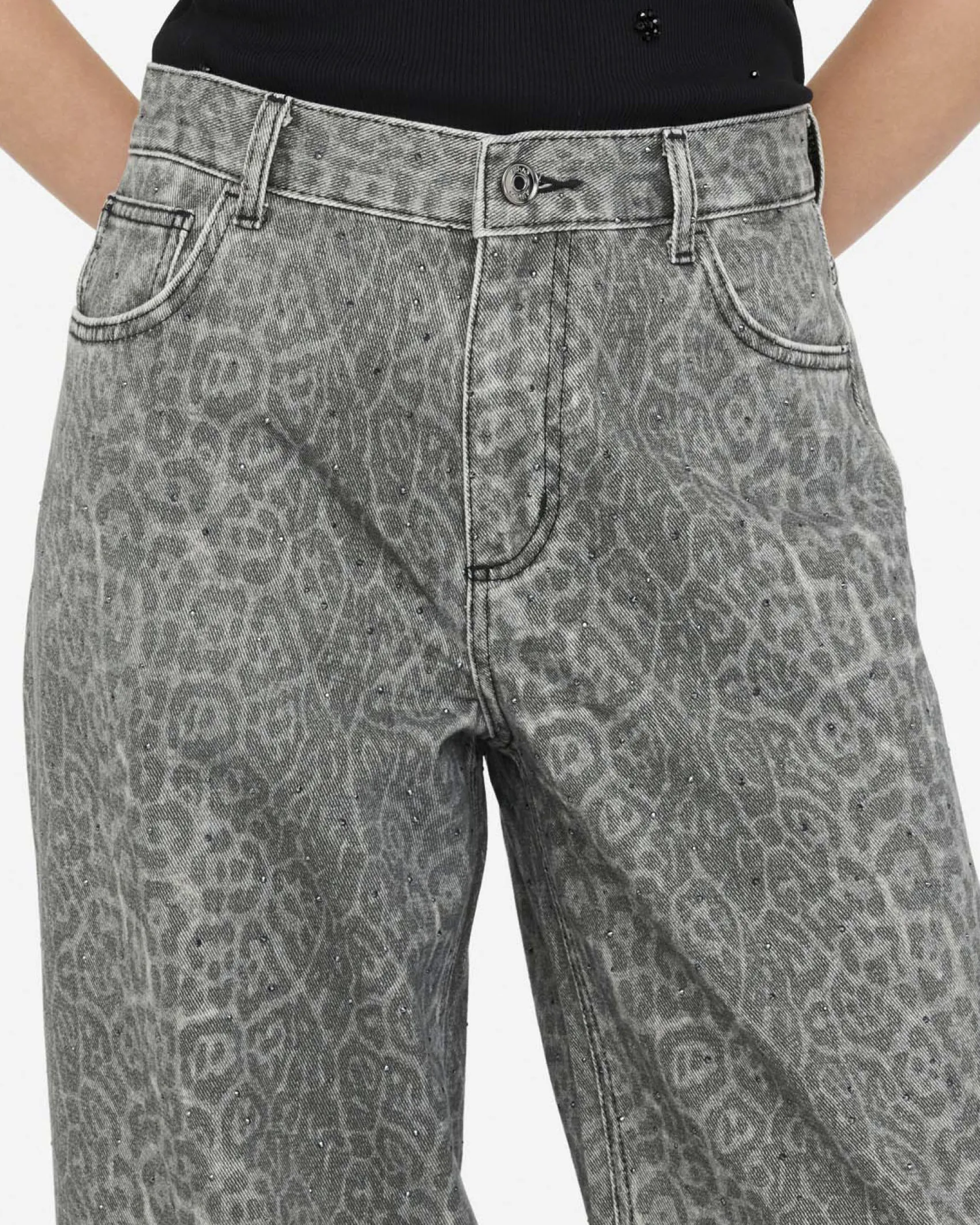 Pantaloni Liu Jo Jeans animalier in cotone con fantasia leopardata