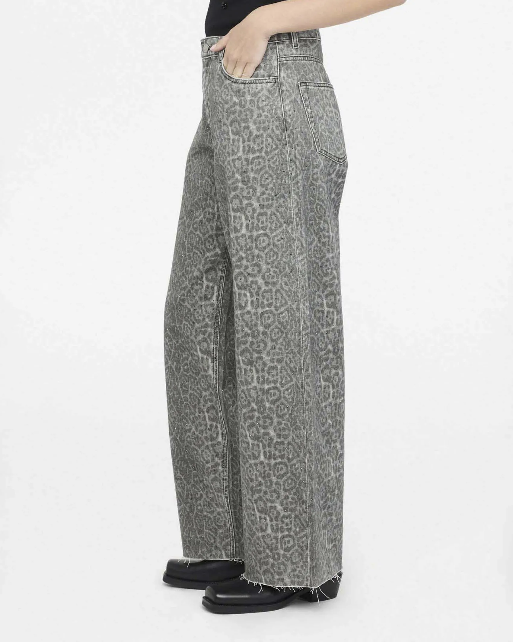 Pantaloni Liu Jo Jeans animalier in cotone con fantasia leopardata
