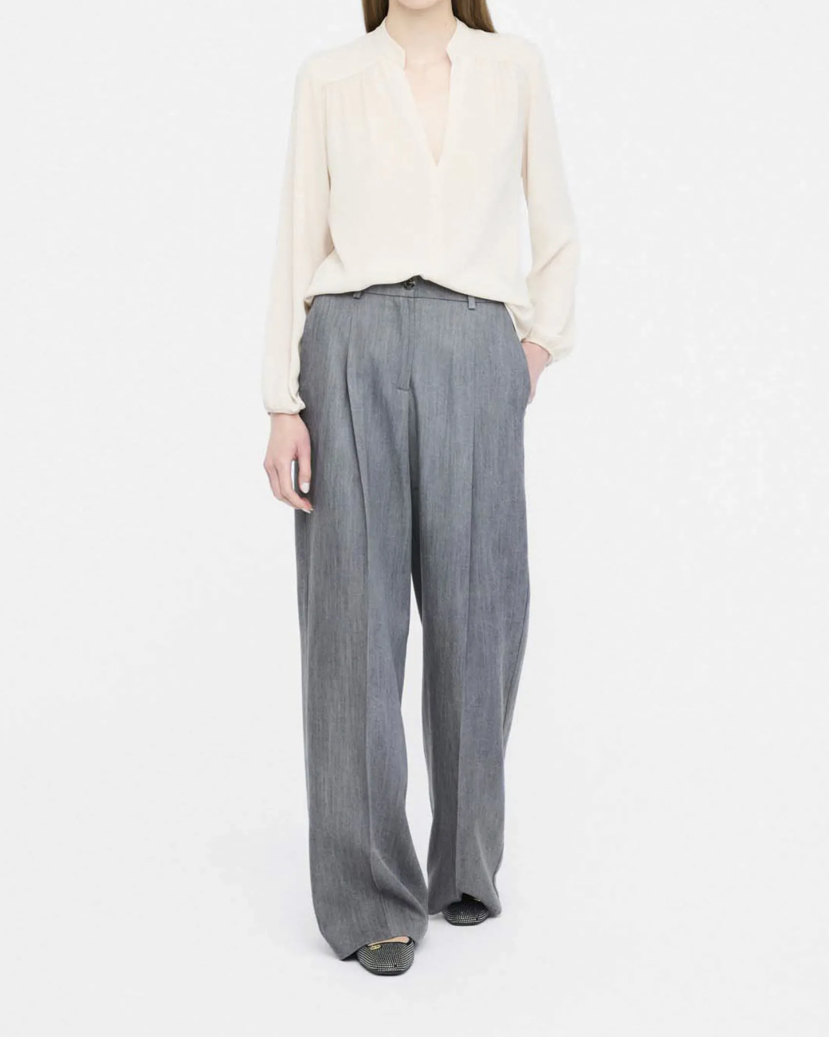 Pantaloni Liu Jo Jeans grigi in lyocell con piega stirata