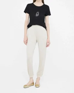 Pantaloni Liu Jo Sport oro in jersey lurex con logo in rilievo