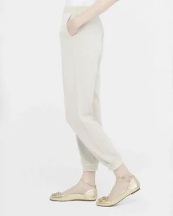 Pantaloni Liu Jo Sport oro in jersey lurex con logo in rilievo