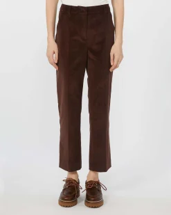 Pantaloni marroni in velluto di cotone 1000 righe Weekend Max Mara flare al fondo