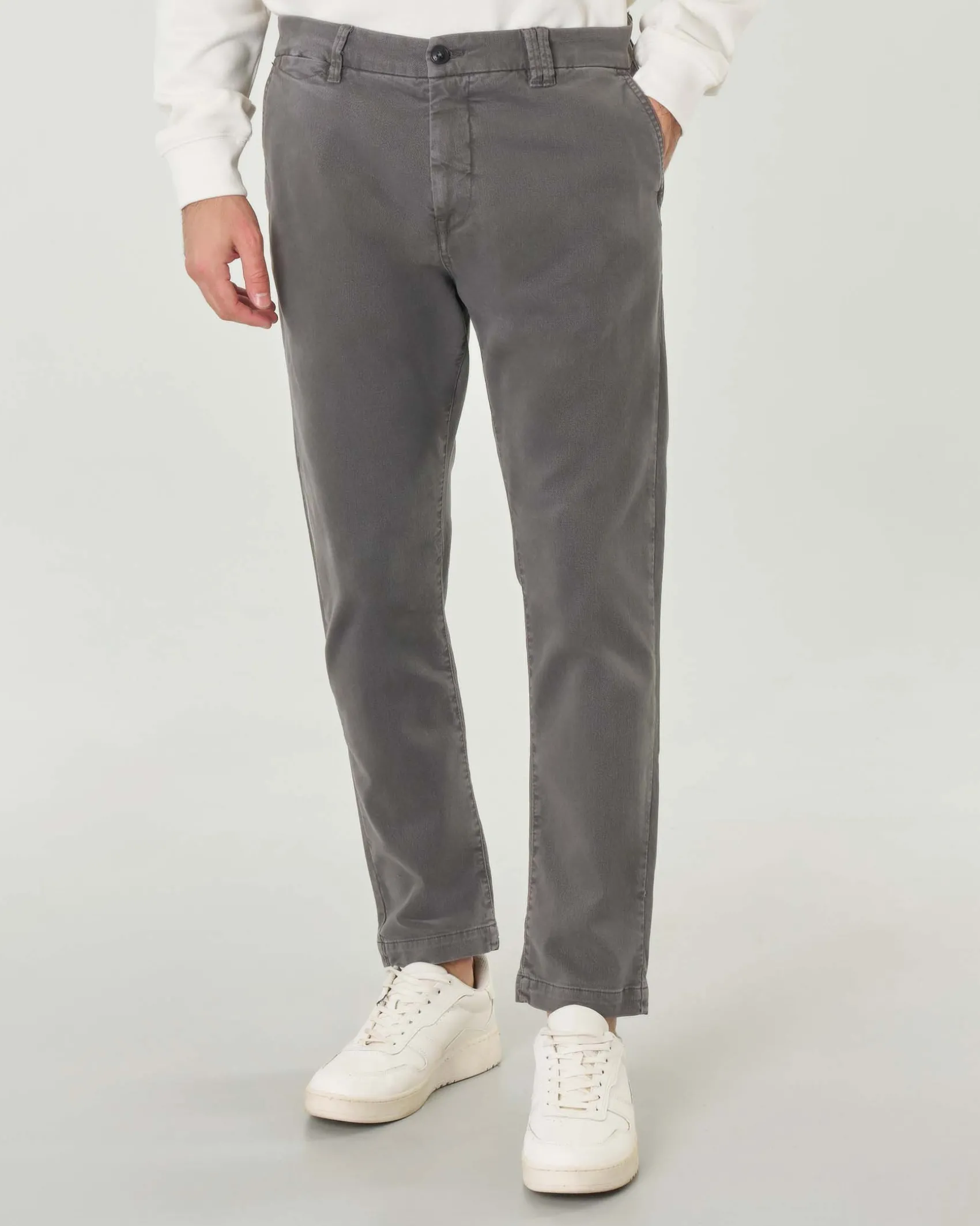 Pantaloni My Stuff chino grigi regular-fit in caldo tessuto di cotone stretch
