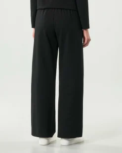 Pantaloni neri Hlo! dalla linea a palazzo in tessuto lavorato a punto Milano con elastico inserito in vita
