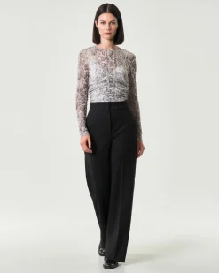 Pantaloni neri palazzo Emme Marella in jersey stretch a vita alta
