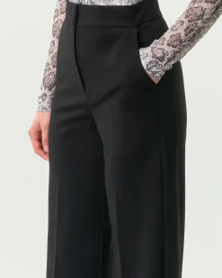 Pantaloni neri palazzo Emme Marella in jersey stretch a vita alta
