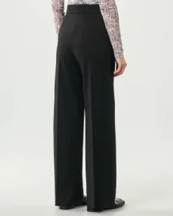 Pantaloni neri palazzo Emme Marella in jersey stretch a vita alta
