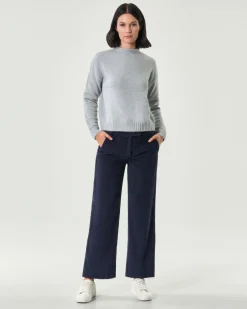 Pantaloni palazzo blu Emme Marella in velluto a righe