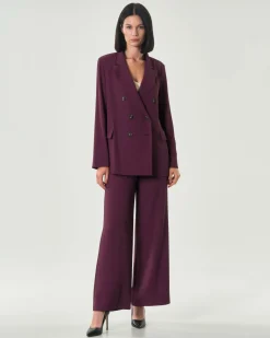 Pantaloni palazzo bordeaux Hlo! in crèpe