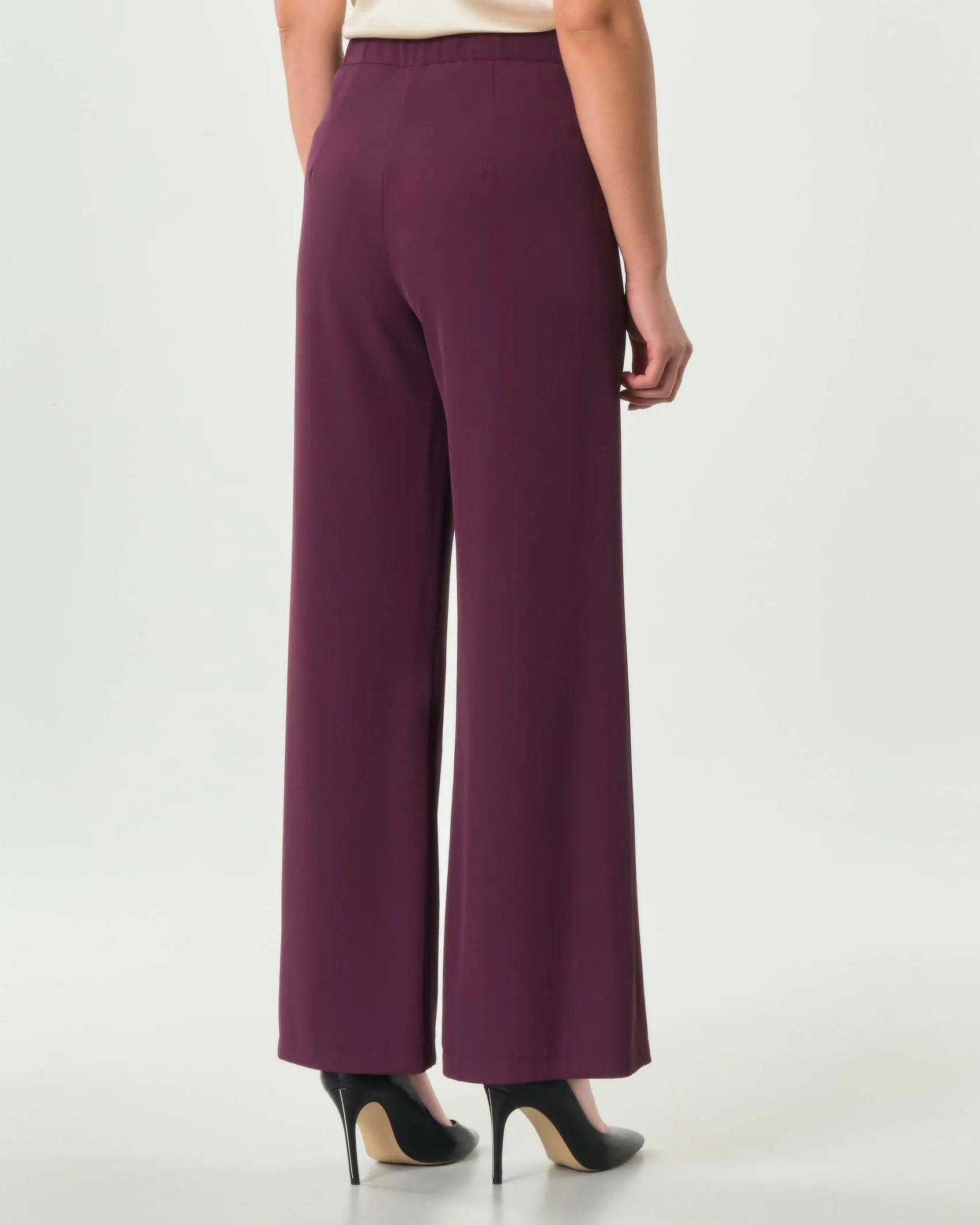 Pantaloni palazzo bordeaux Hlo! in crèpe