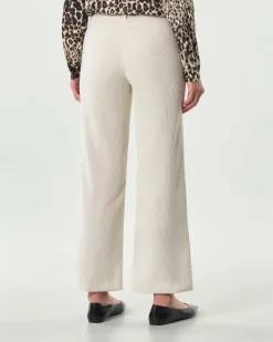 Pantaloni palazzo color panna Emme Marella in velluto a righe