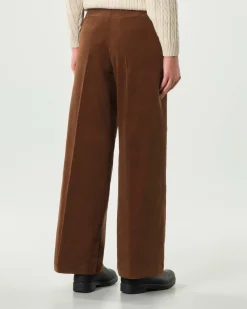 Pantaloni palazzo Hlo! color coccio in misto cotone mille righe