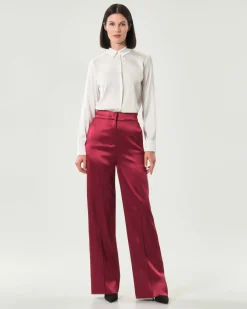 Pantaloni palazzo rossi Emme Marella in raso di viscosa stretch