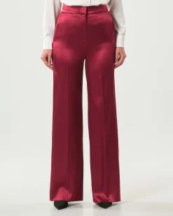 Pantaloni palazzo rossi Emme Marella in raso di viscosa stretch