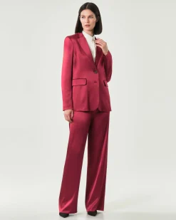 Pantaloni palazzo rossi Emme Marella in raso di viscosa stretch