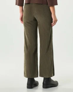 Pantaloni palazzo verde militare Emme Marella in velluto a righe