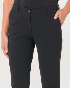 Pantaloni slim neri in tessuto tecnico lunghezza alla caviglia con spacchetti laterali