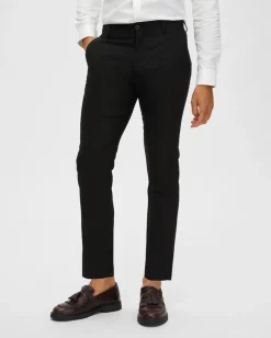 Pantaloni slim Selected Homme neri in tela di misto lana stretch microarmatura