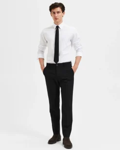 Pantaloni slim Selected Homme neri in tela di misto viscosa stretch