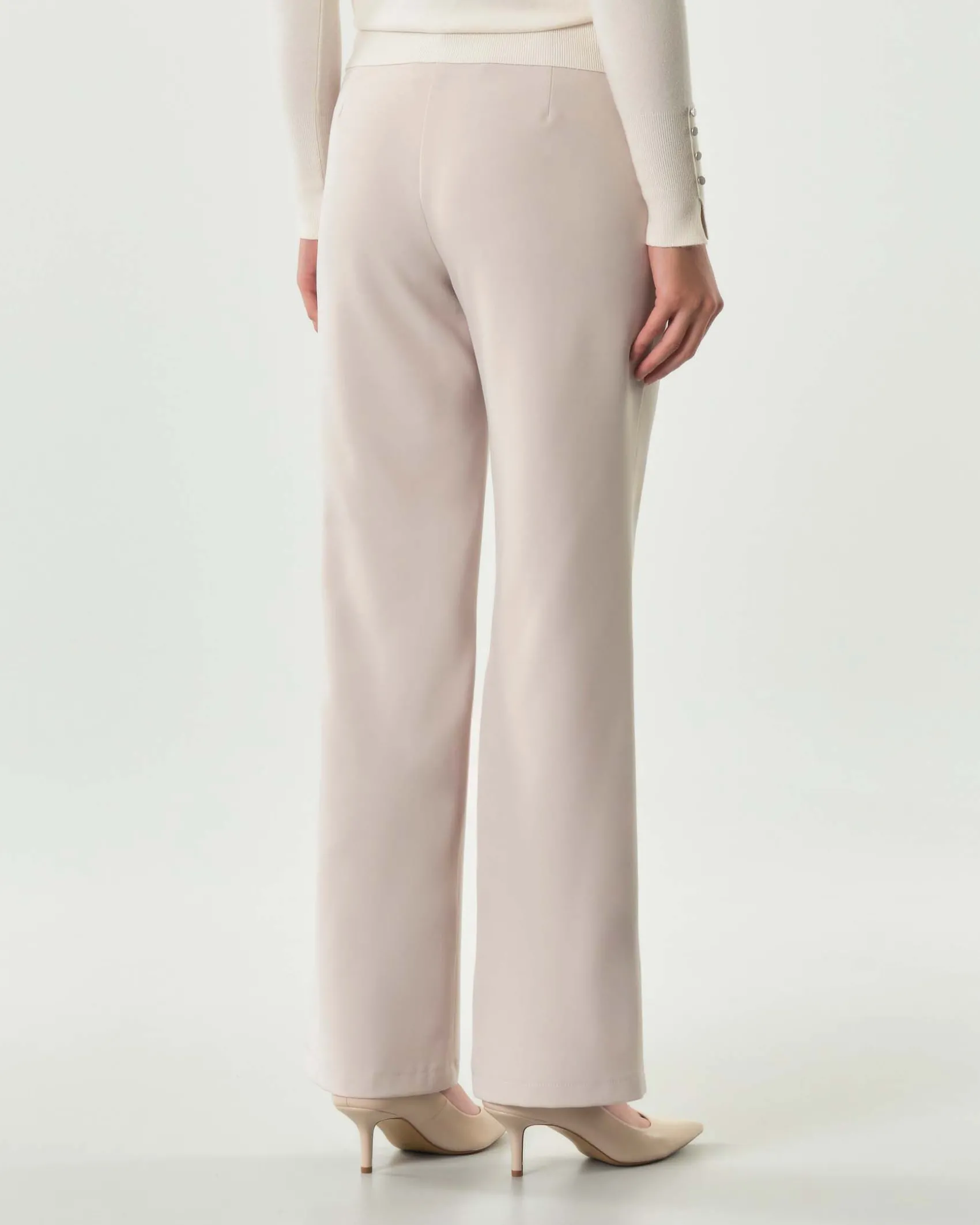 Pantaloni straight Hlo! color panna in tessuto tecnico stretch