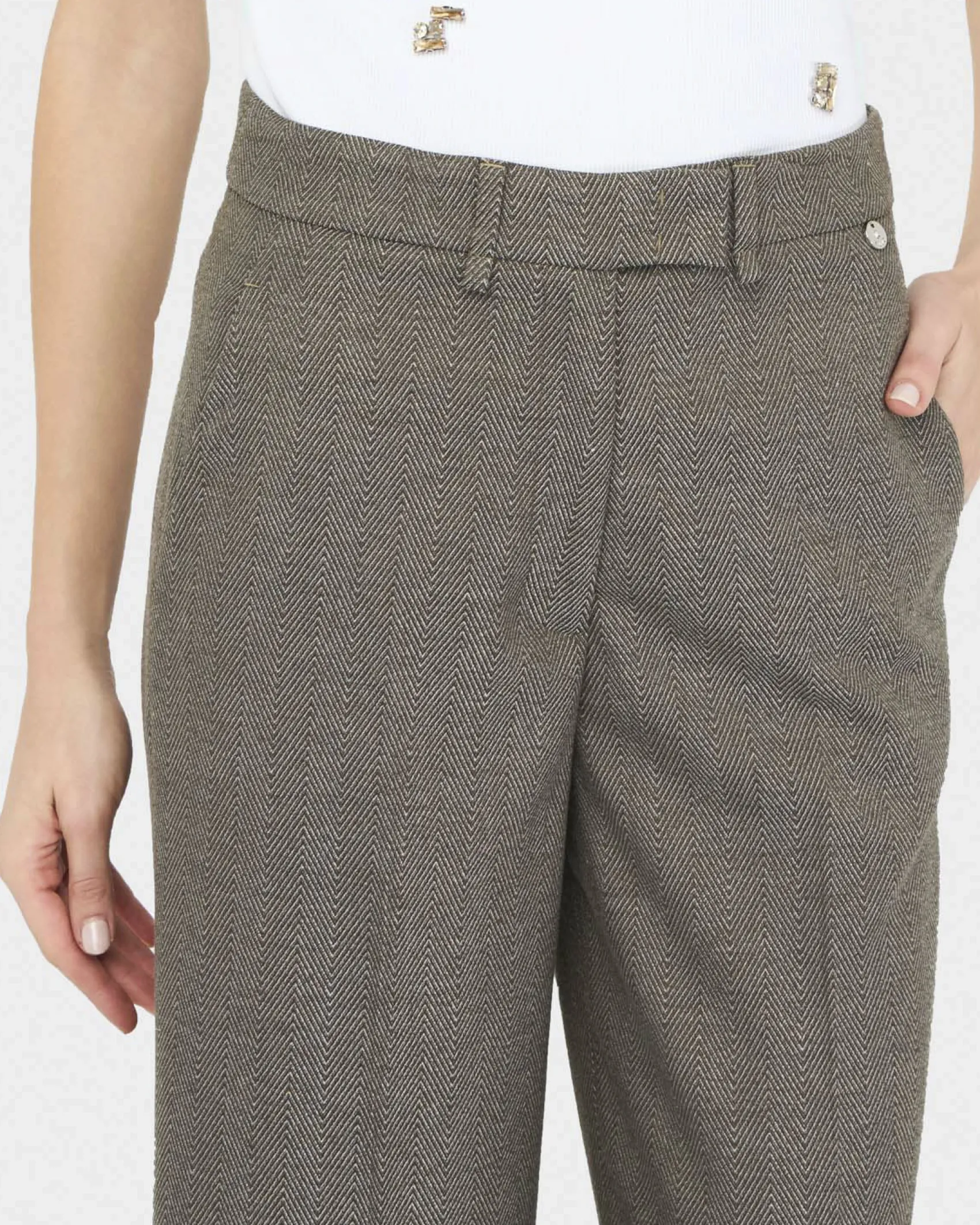 Pantaloni straight Liu Jo misto viscosa motivo chevron