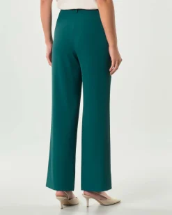 Pantaloni verdi Hlo! in crèpe effetto fluido con pinces in vita