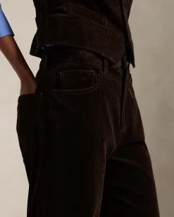 Pantaloni wide color testa moro Polo Ralph Lauren in velluto a coste di cotone