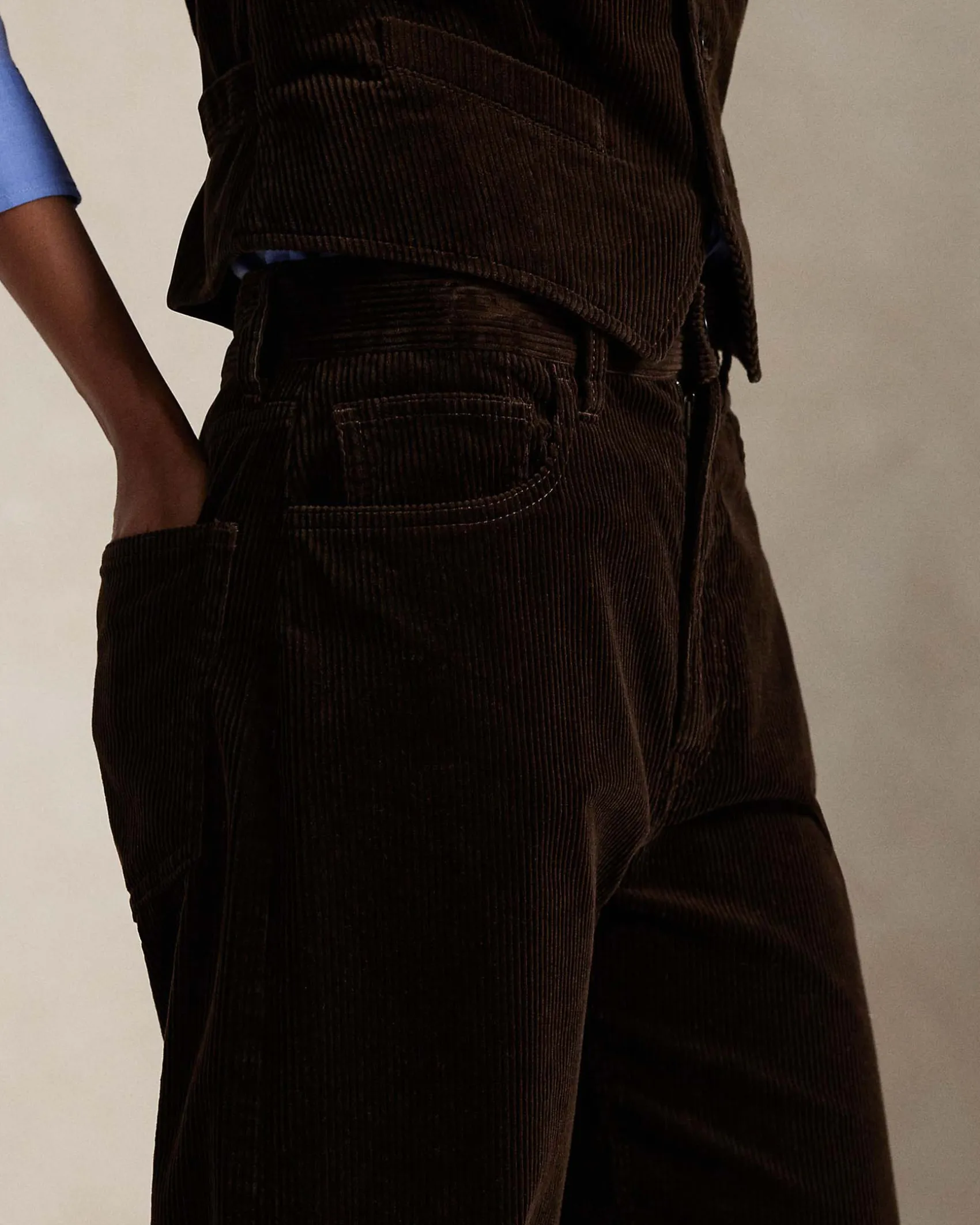 Pantaloni wide color testa moro Polo Ralph Lauren in velluto a coste di cotone
