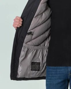 Parka Ashki.i nero in cotone con vera pelliccia staccabile