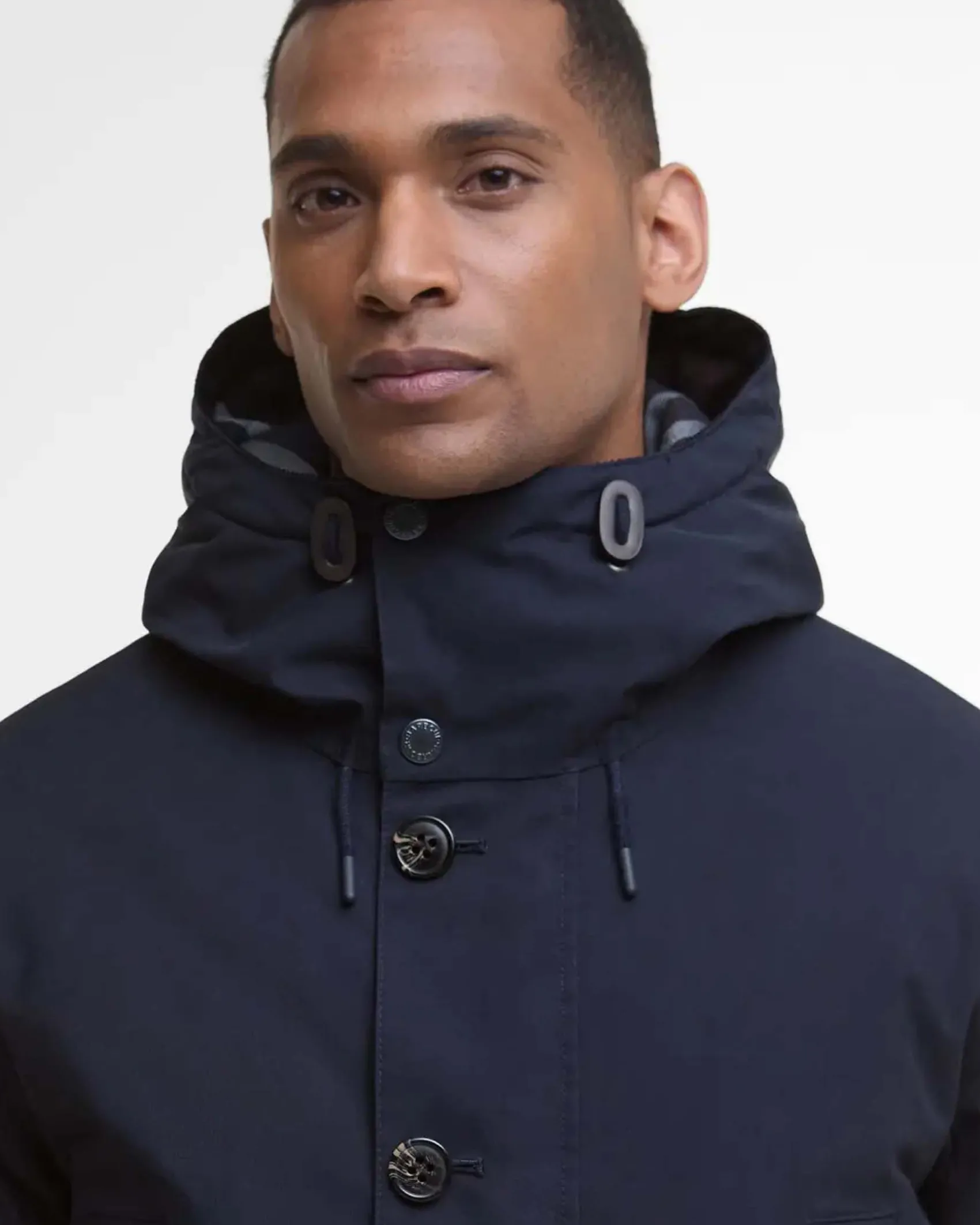Parka Beaufort Barbour blu in twill di poliestere e cotone cerato