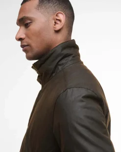 Parka Border Wax Barbour in cotone cerato marrone