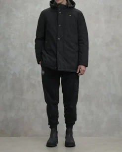 Parka Chester Blauer nero con cappuccio staccabile in neoprene tecnico stretch imbottito in piuma