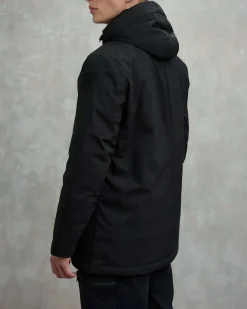 Parka Chester Blauer nero con cappuccio staccabile in neoprene tecnico stretch imbottito in piuma