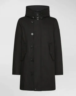Parka Kasa Peuterey nero in misto cotone con cappuccio e coda a eskimo