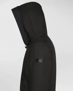 Parka Kasa Peuterey nero in misto cotone con cappuccio e coda a eskimo