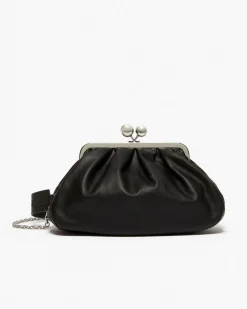 Pasticcino bag misura media Weekend Max Mara in pelle nera con doppia tracolla removibile