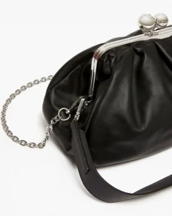 Pasticcino bag misura media Weekend Max Mara in pelle nera con doppia tracolla removibile