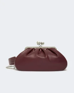 Pasticcino bag misura media Weekend Max Mara in pelle color burgundy con doppia tracolla removibile