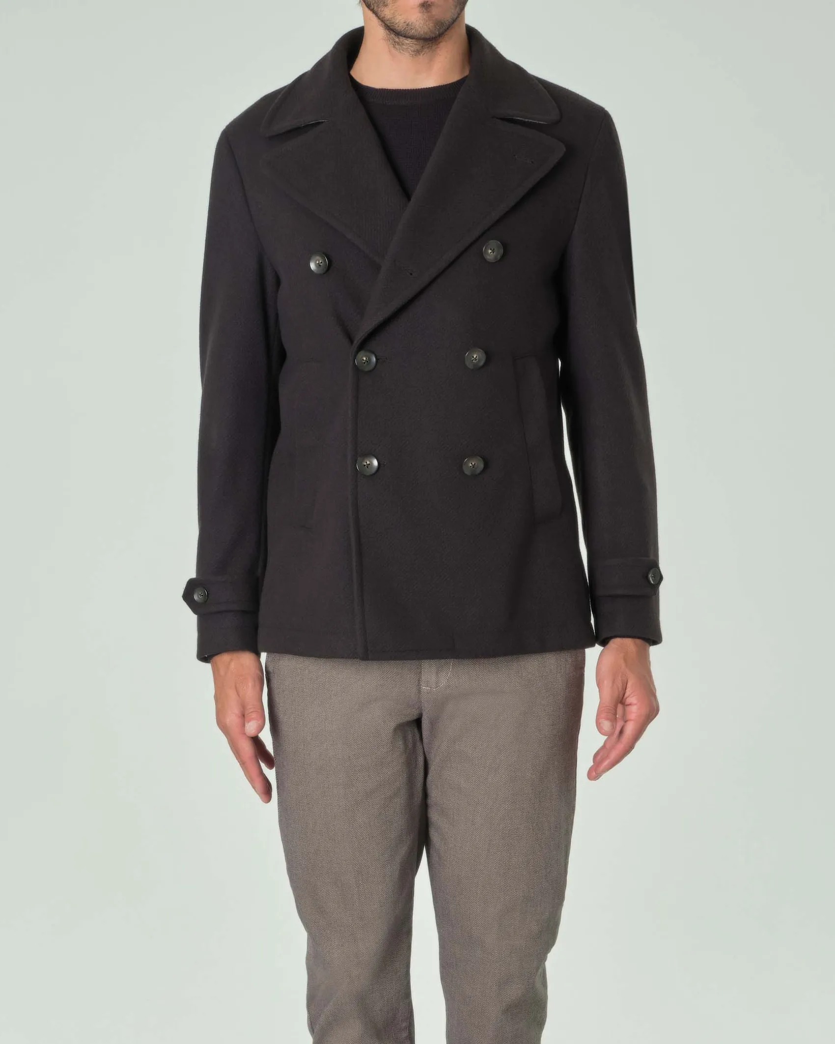 Peacoat Paul Baker nero in panno diagonale