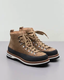 Pedula Mon Piz Lussari in pelle scamosciata color cammello con bordo nero
