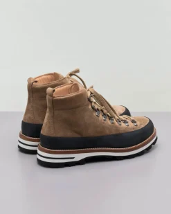 Pedula Mon Piz Lussari in pelle scamosciata color cammello con bordo nero