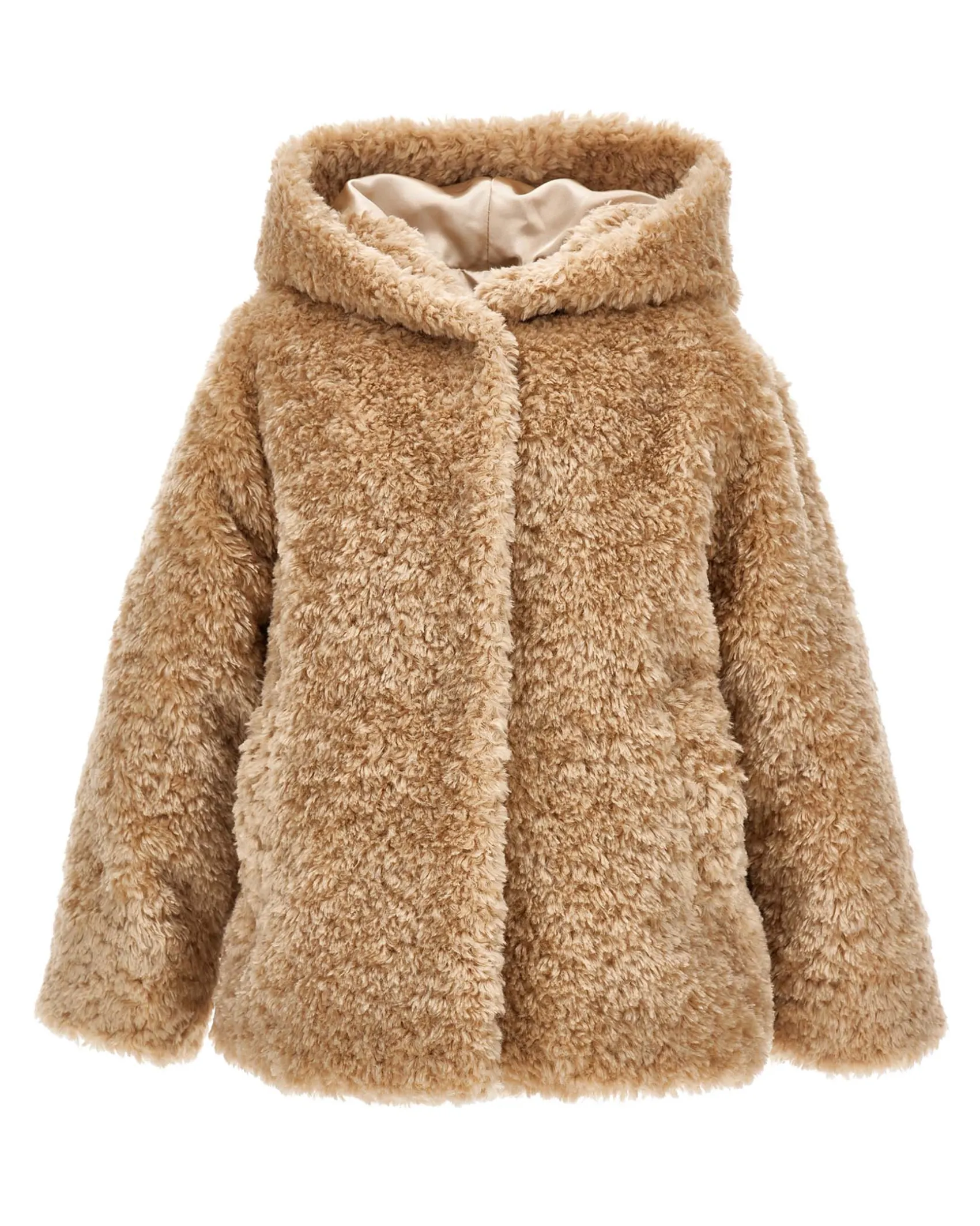 Pelliccia Monnalisa beige con cappuccio