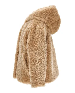 Pelliccia Monnalisa beige con cappuccio