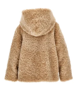 Pelliccia Monnalisa beige con cappuccio